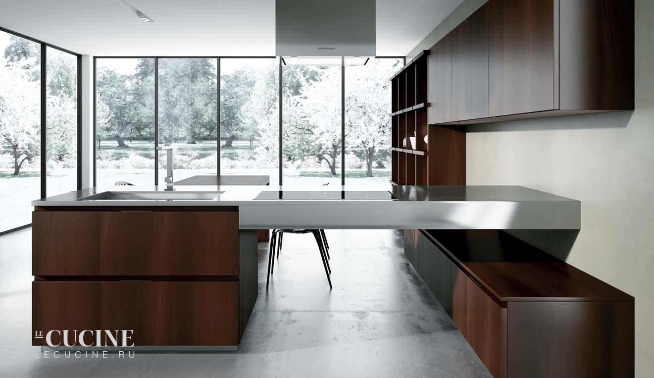 Кухня Royale Heat-treated Acacia With Texture Glossy Lacquered White Sliding Tall Units Rastelli