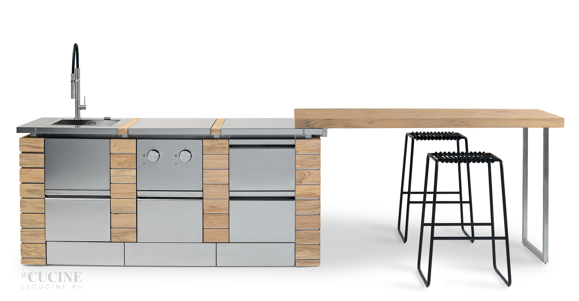 Кухня R1 Stainless Steel + Cedar Wood ROK