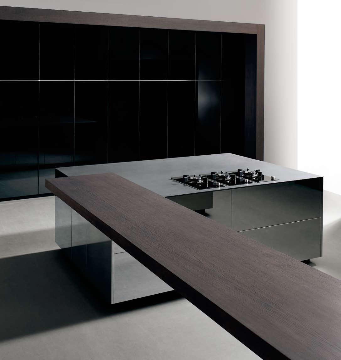 Cocina Ideco Negro Barna Vetr. Roble 68 Super Mirror