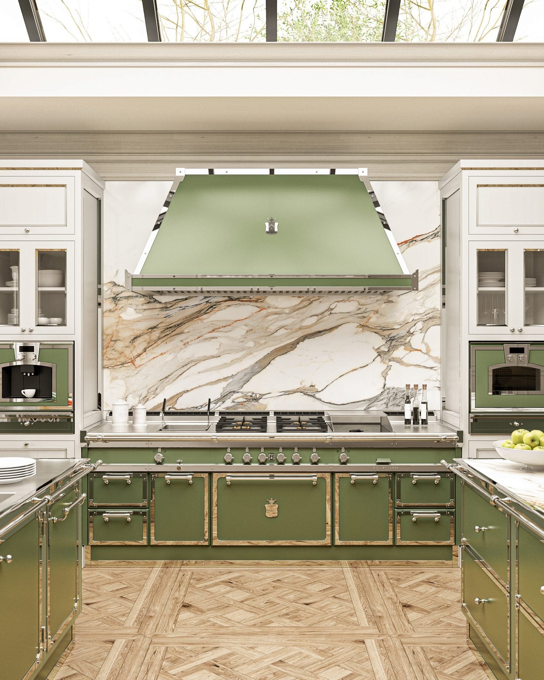 Kitchen Verde Reseda e Ottone Cromato