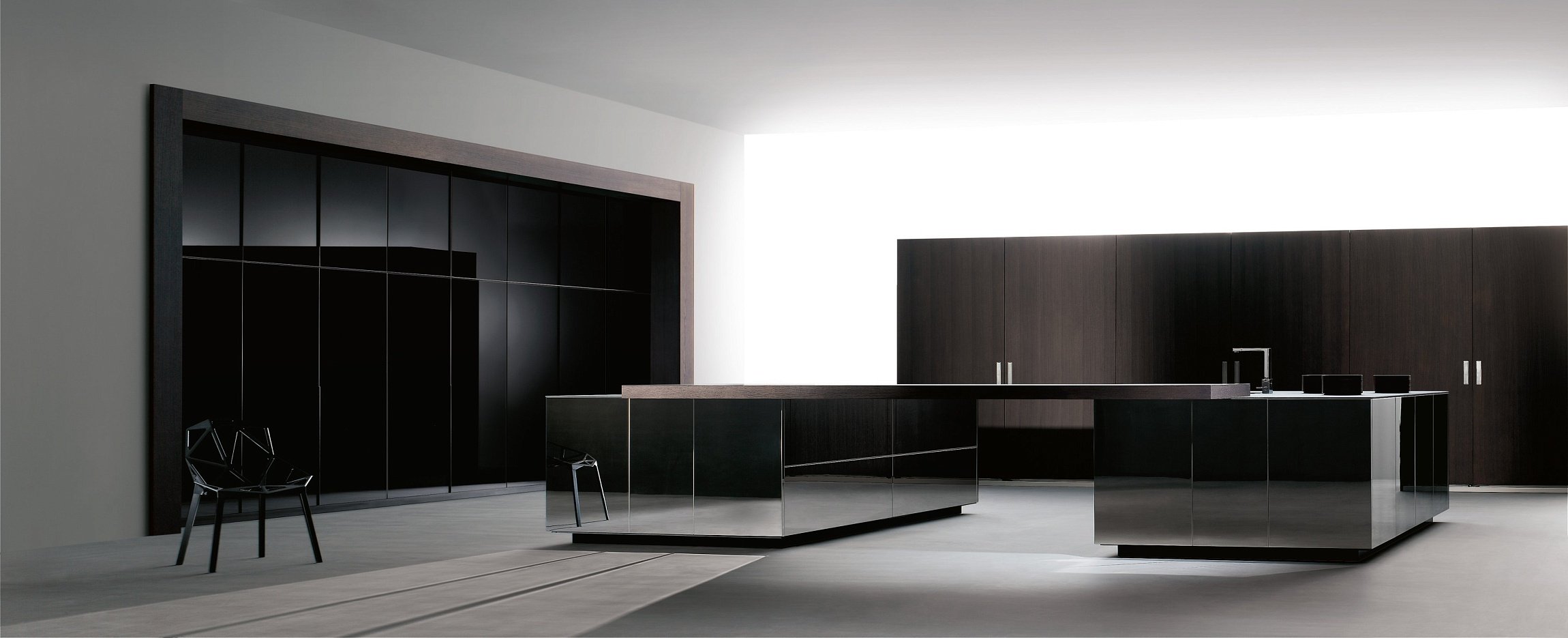 Cocina Ideco Negro Barna Vetr. Roble 68 Super Mirror