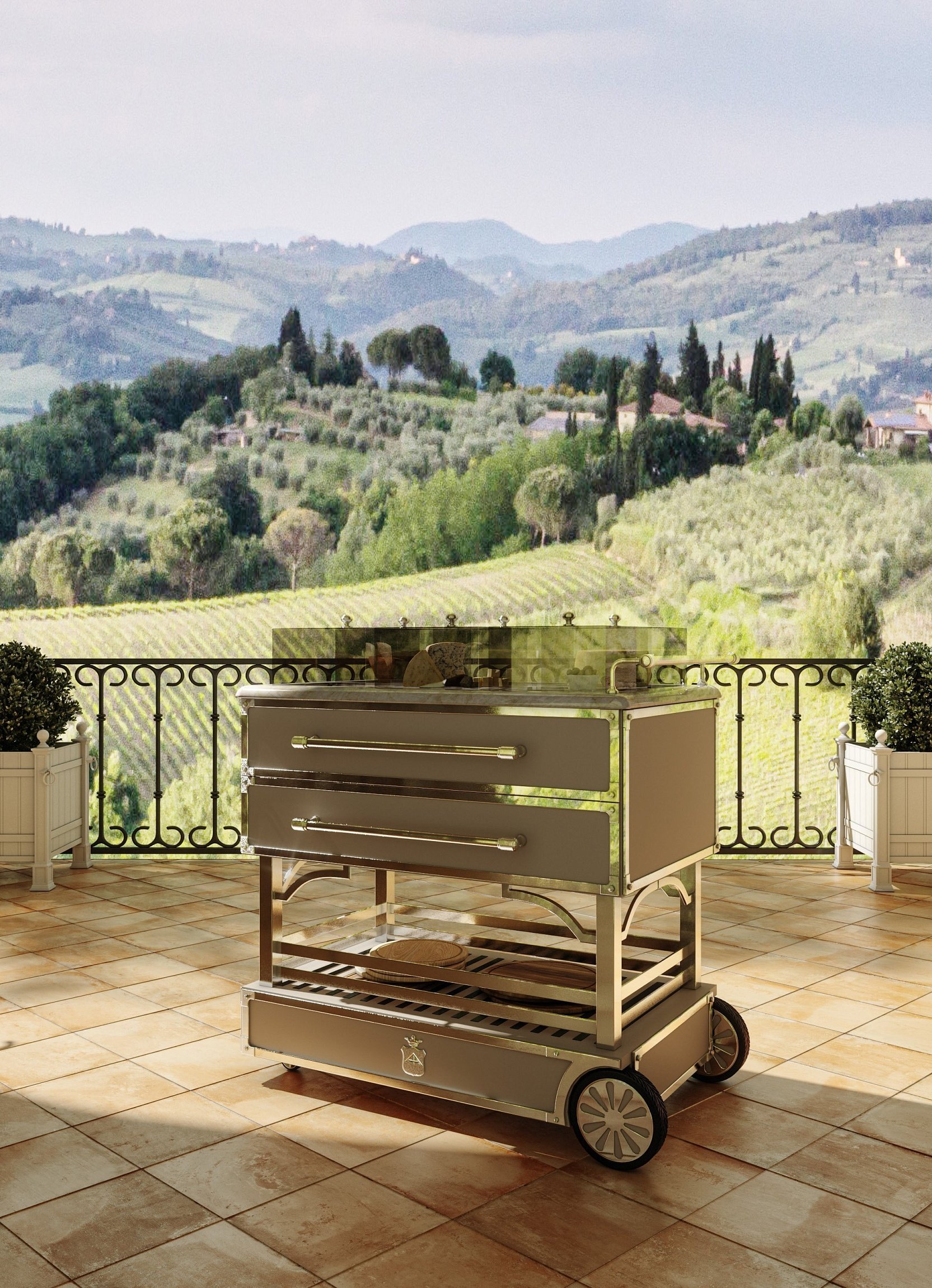 Outdoor-Cheese Serving Cart