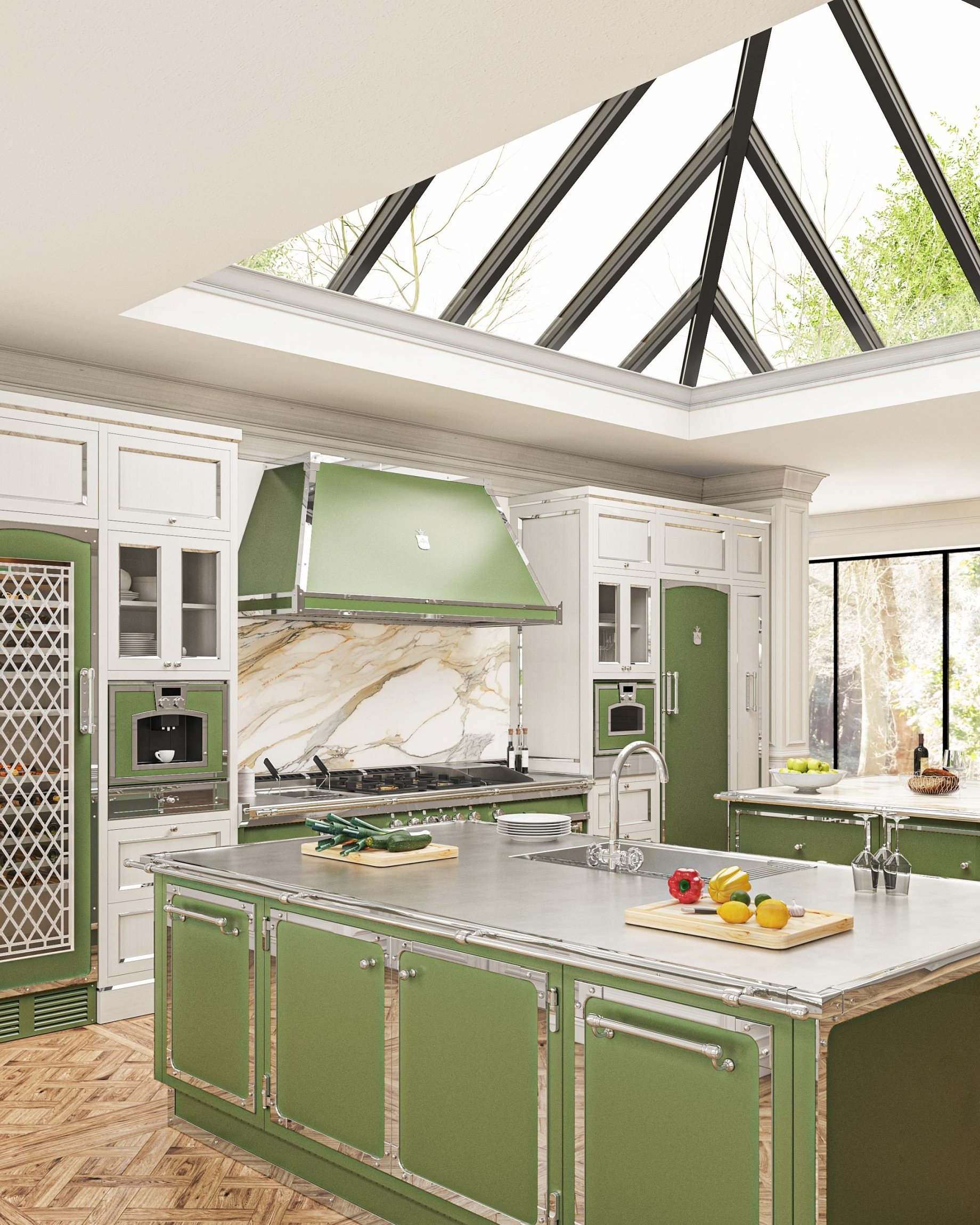 Kitchen Verde Reseda e Ottone Cromato