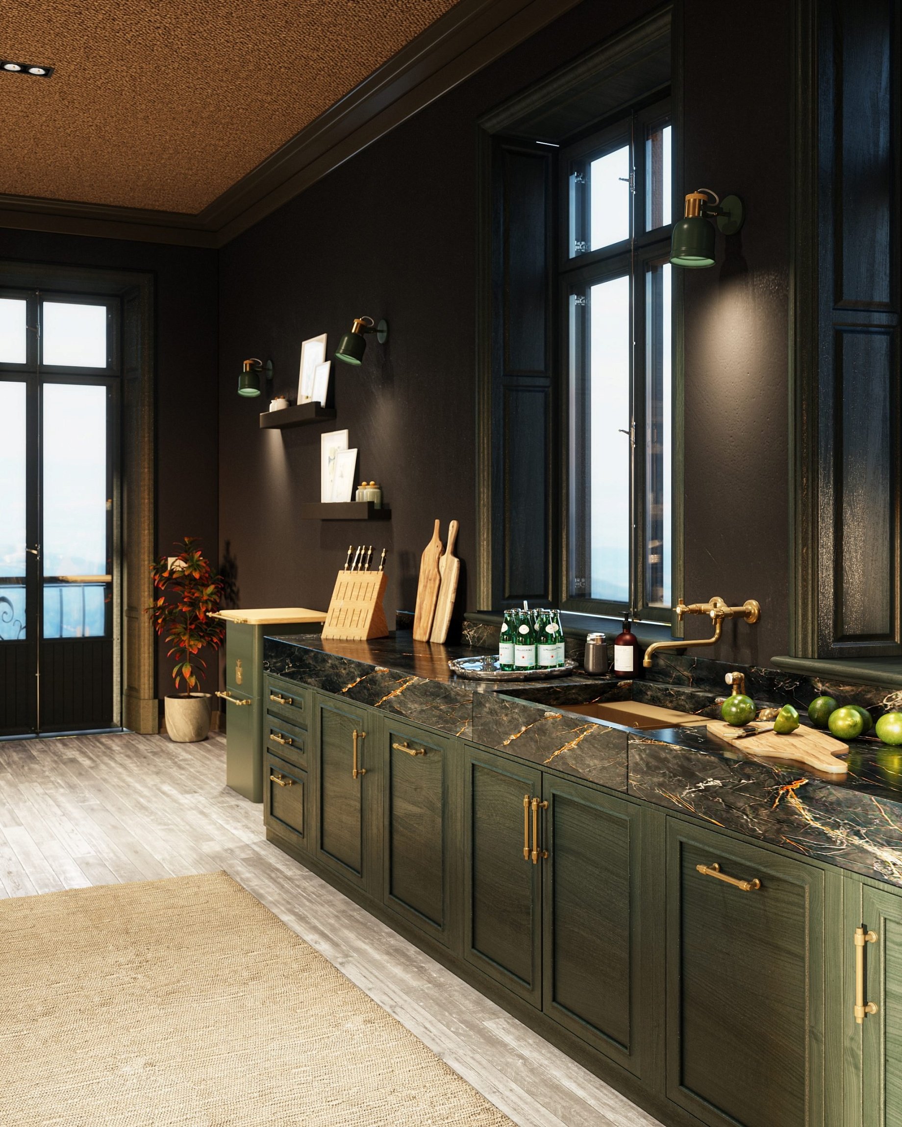 Kitchen Verde Nerastro e Ottone Brunito