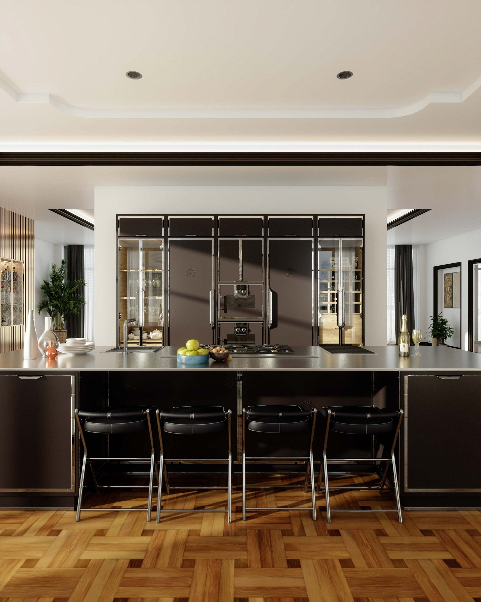 Modern Kitchen Nero Intenso e Ottone Cromato