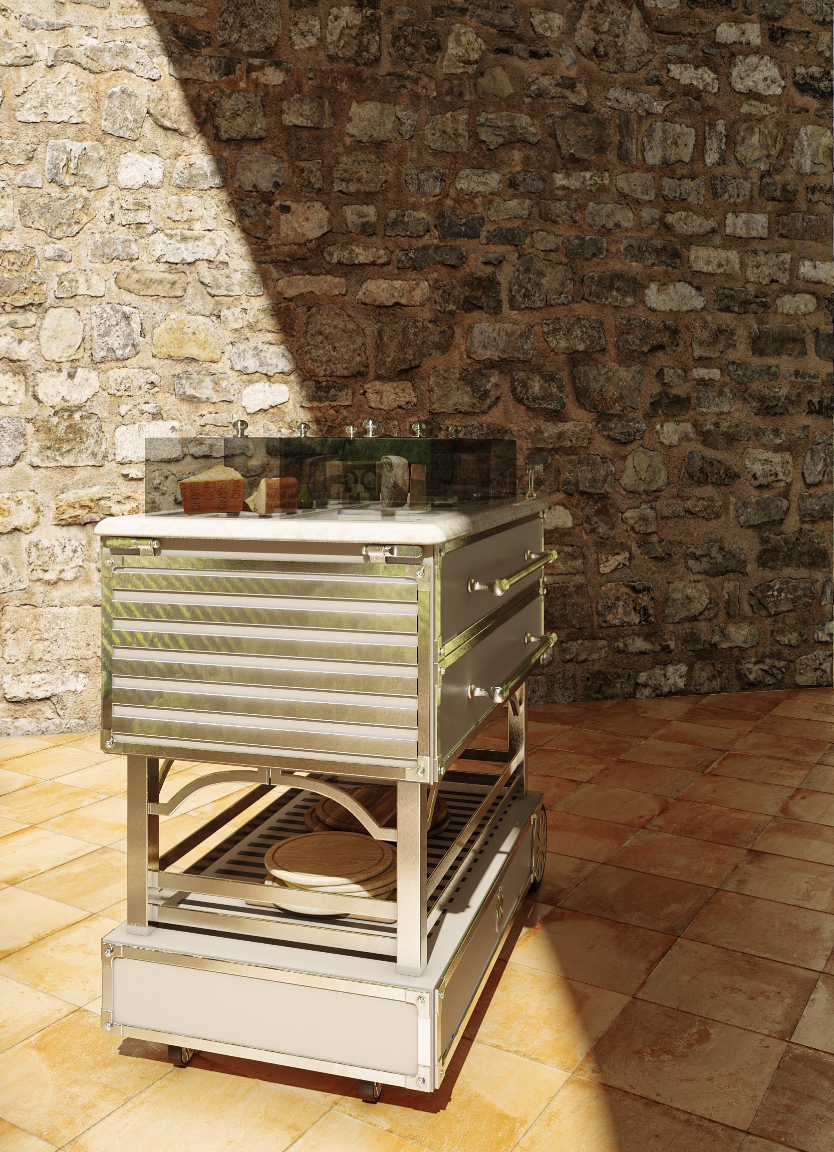 Outdoor-Cheese Serving Cart