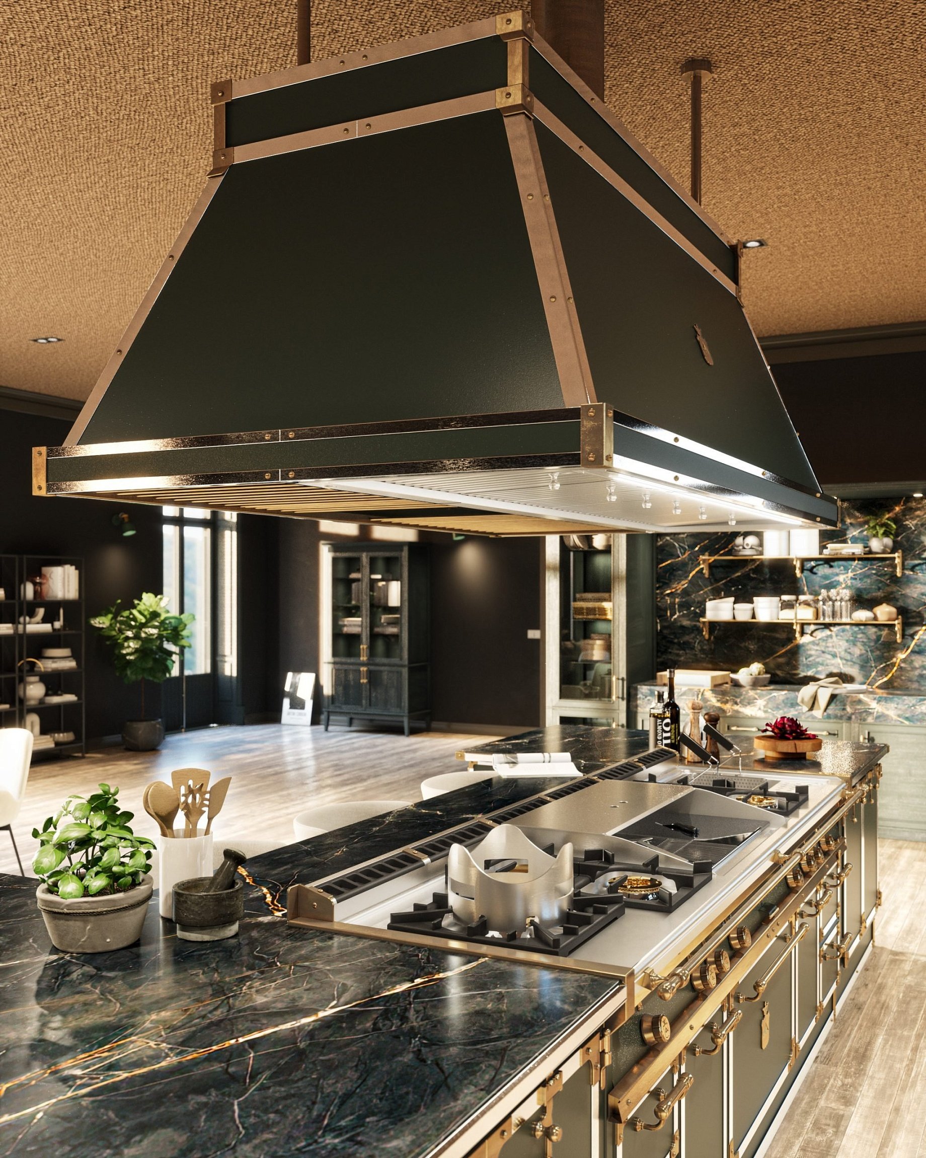 Kitchen Verde Nerastro e Ottone Brunito