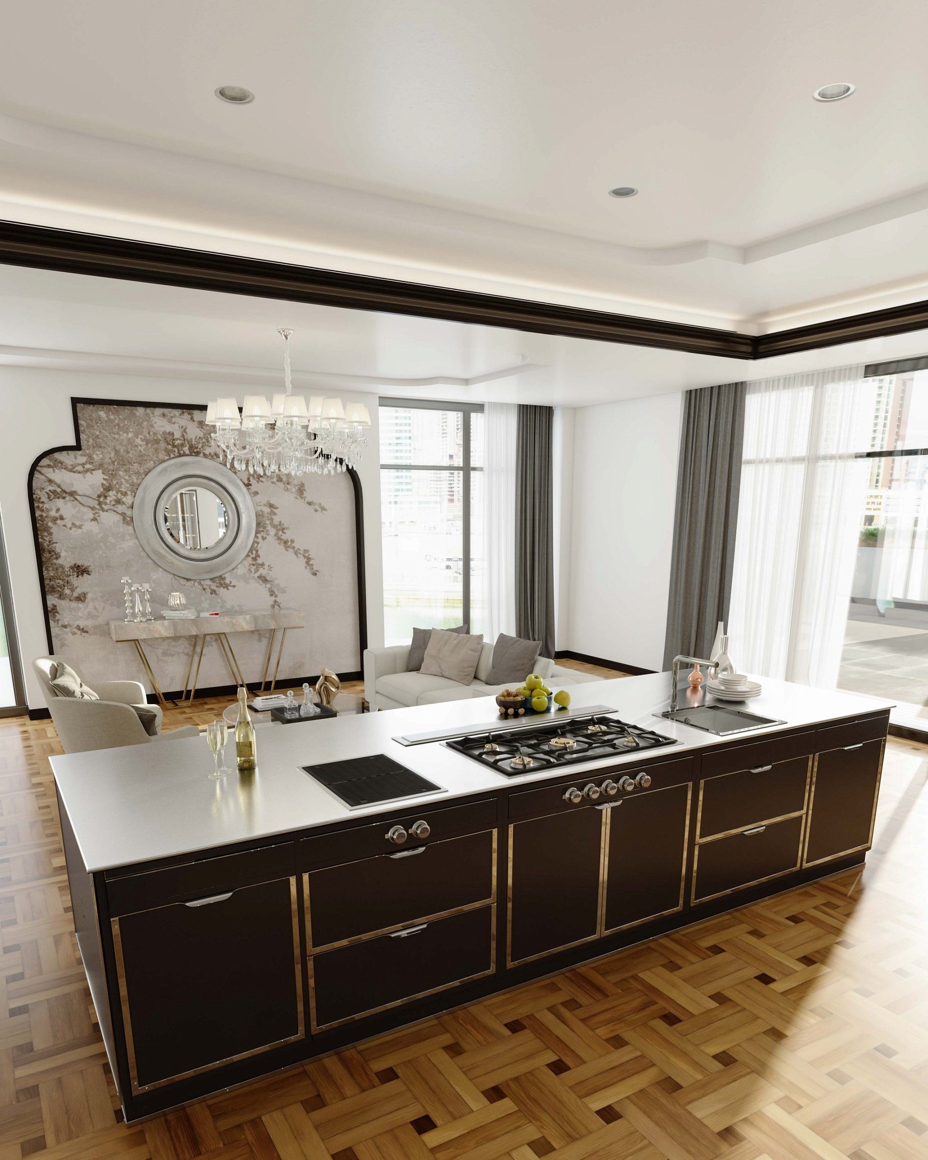 Modern Kitchen Nero Intenso e Ottone Cromato