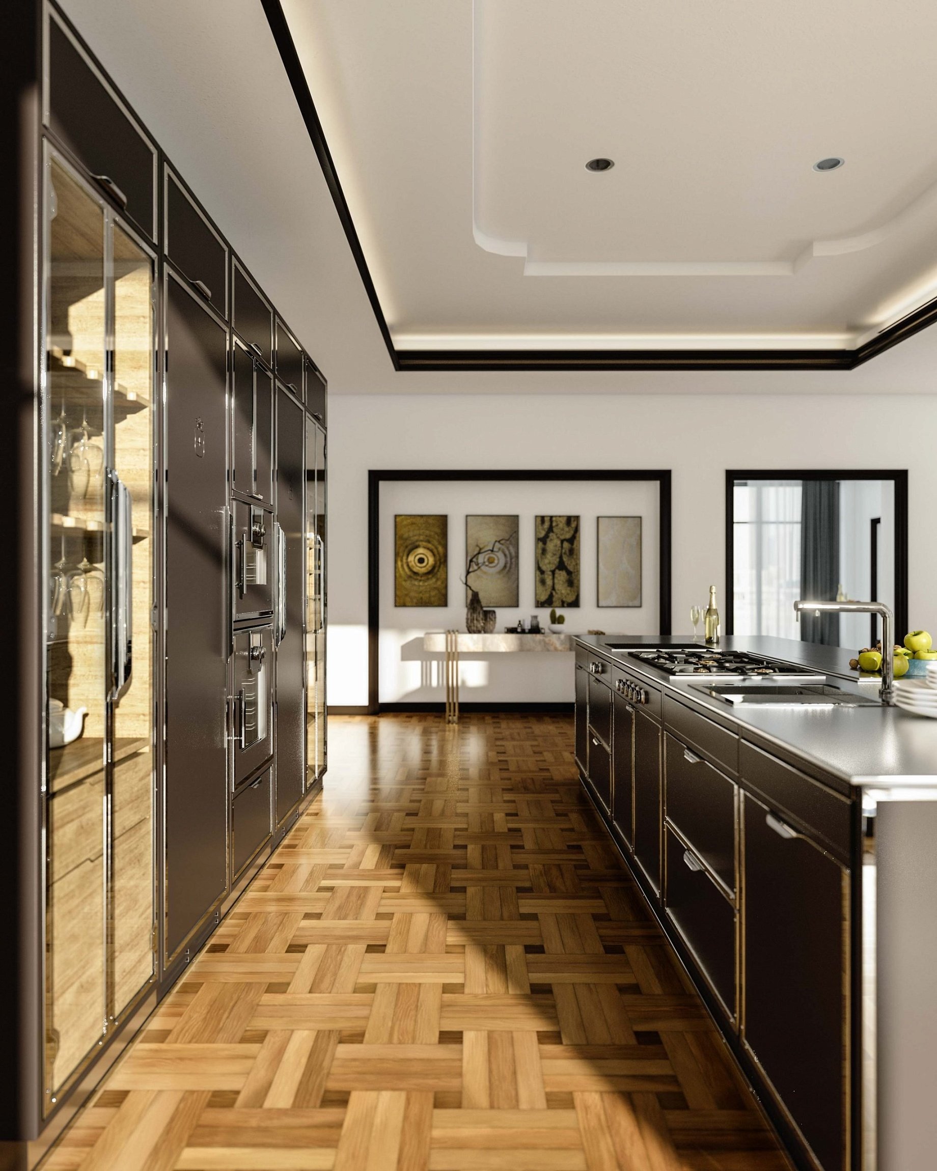 Modern Kitchen Nero Intenso e Ottone Cromato