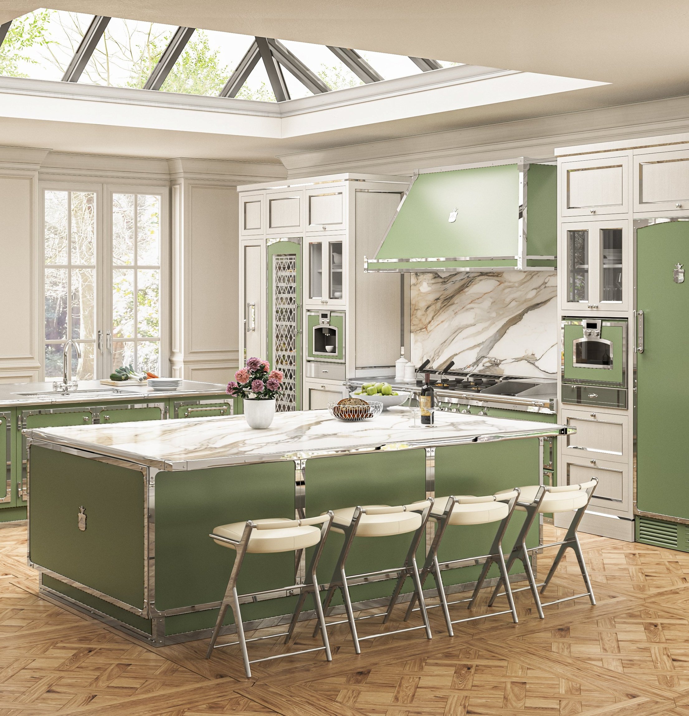 Kitchen Verde Reseda e Ottone Cromato