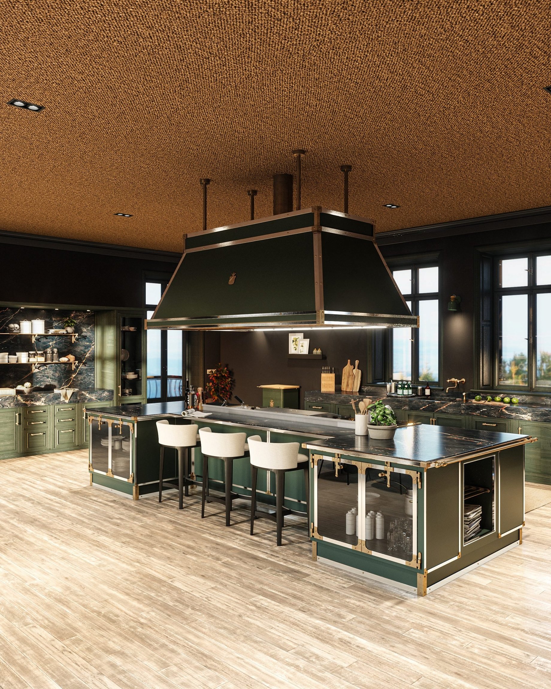 Kitchen Verde Nerastro e Ottone Brunito