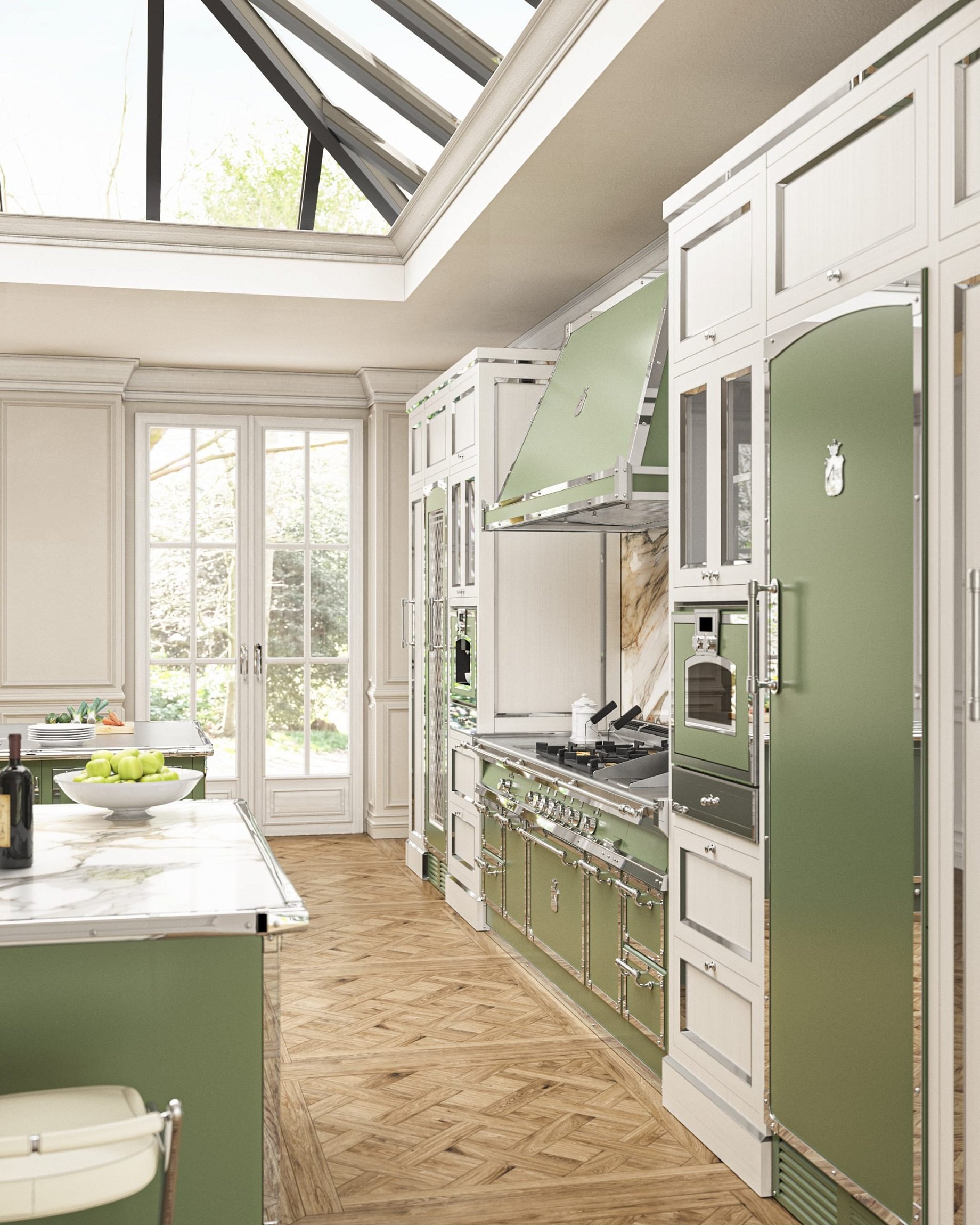 Kitchen Verde Reseda e Ottone Cromato
