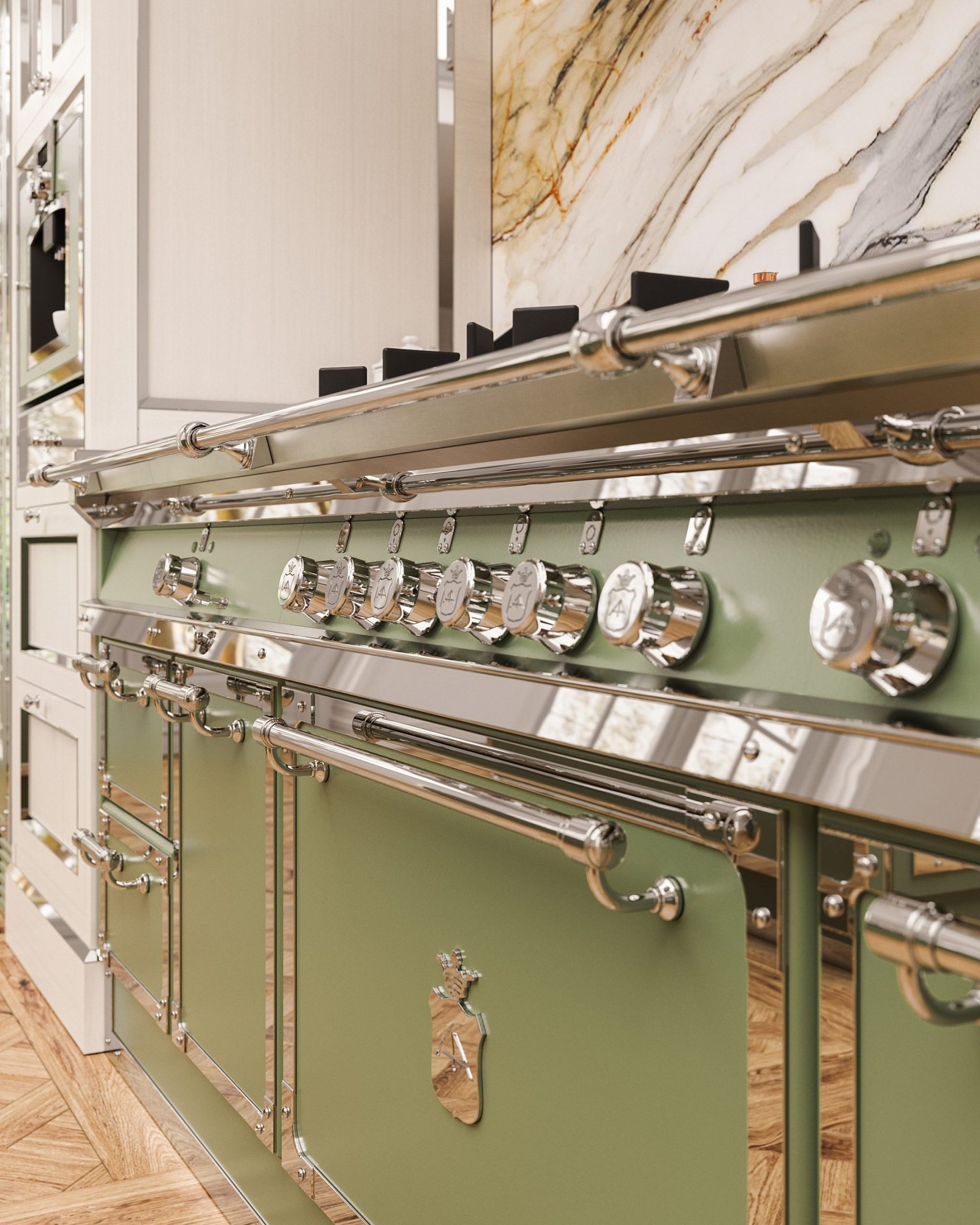 Kitchen Verde Reseda e Ottone Cromato