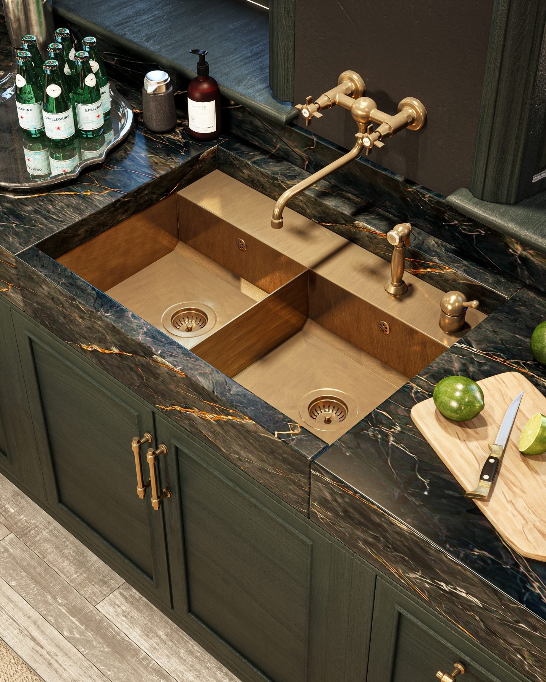 Kitchen Verde Nerastro e Ottone Brunito