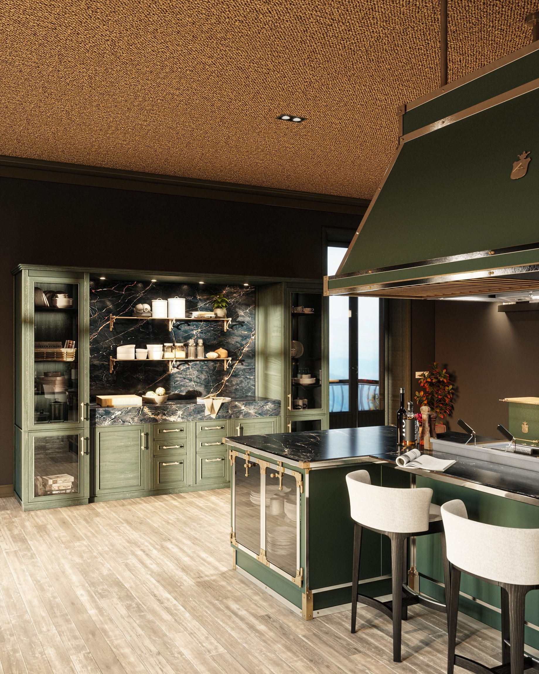 Kitchen Verde Nerastro e Ottone Brunito