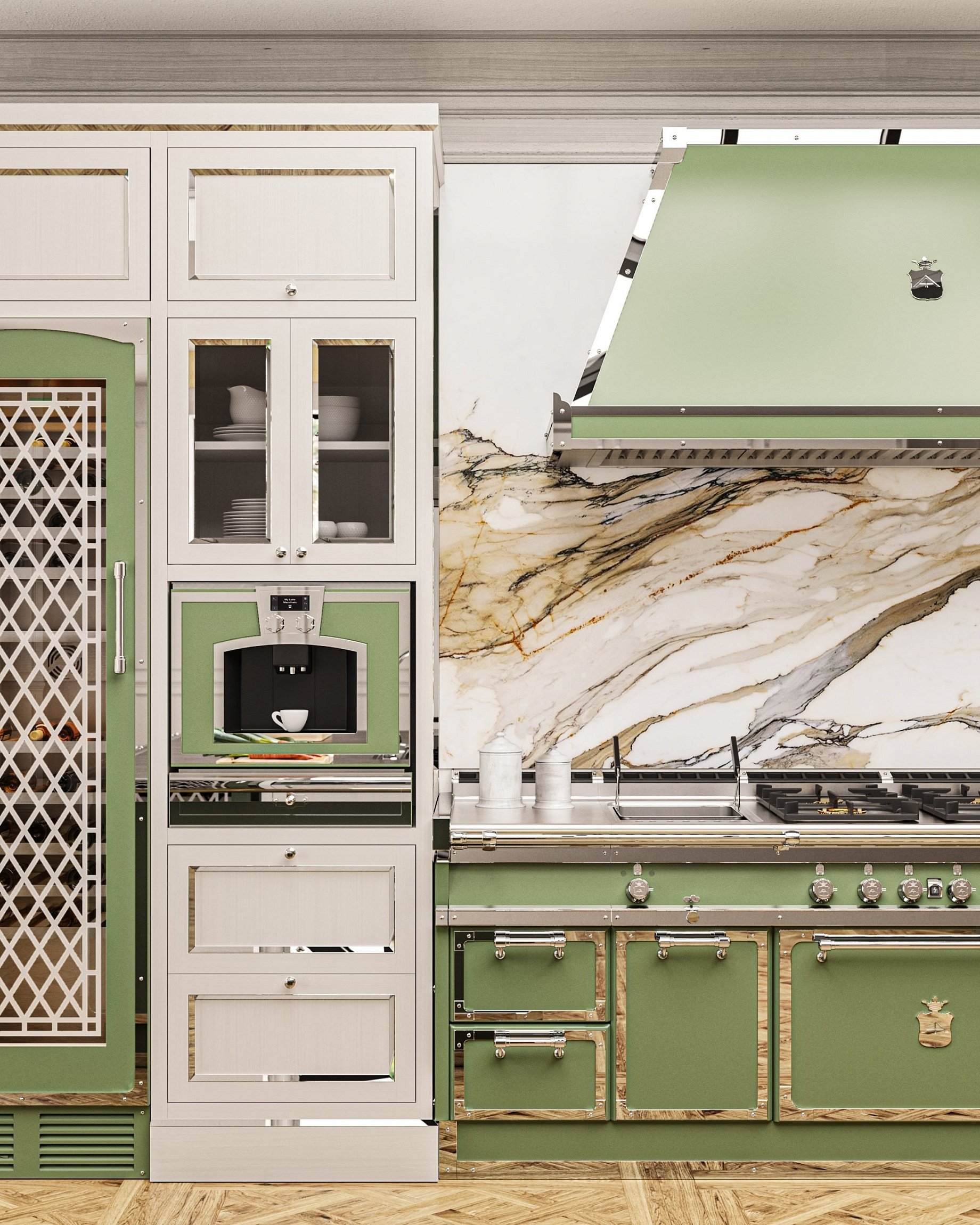 Kitchen Verde Reseda e Ottone Cromato