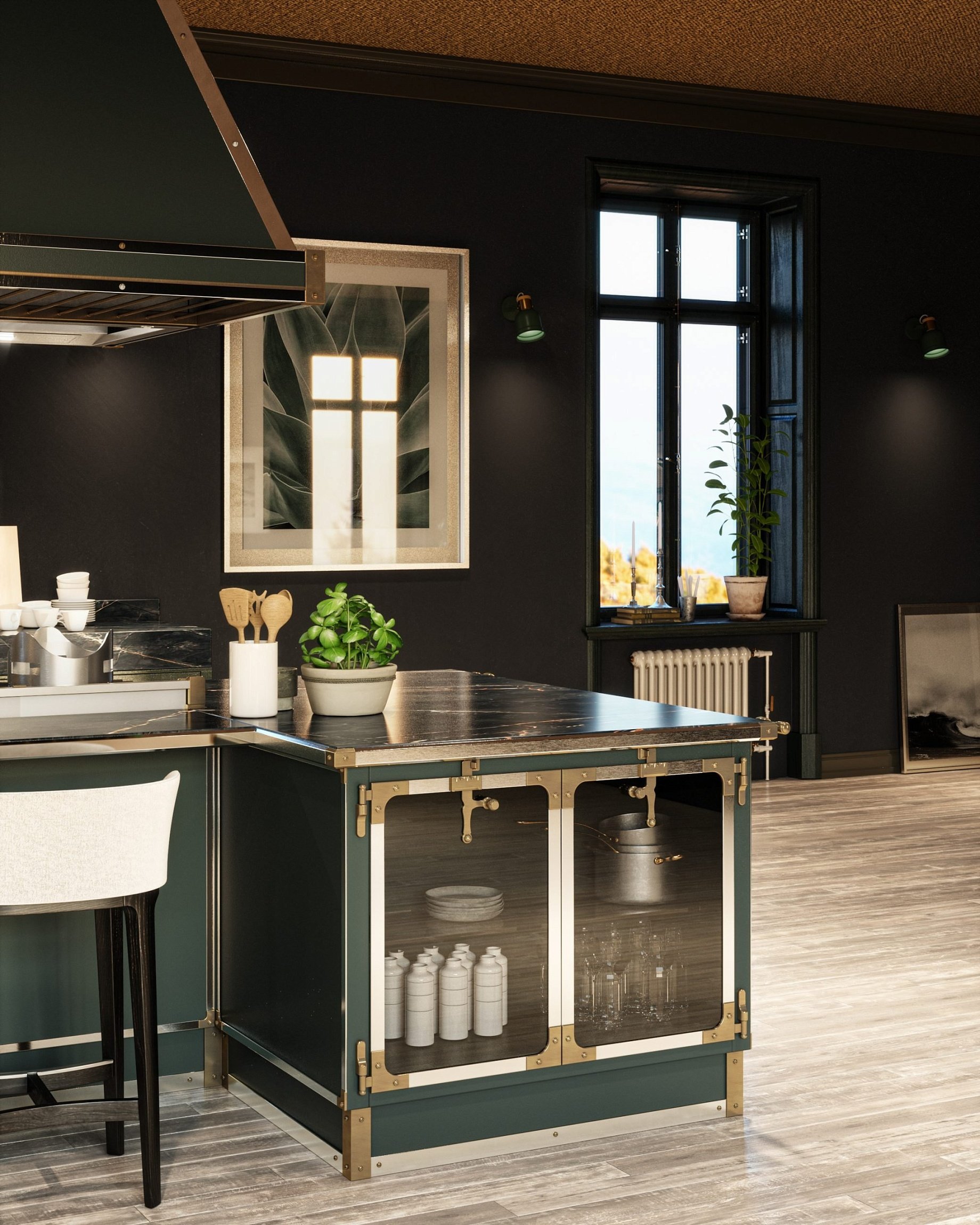 Kitchen Verde Nerastro e Ottone Brunito